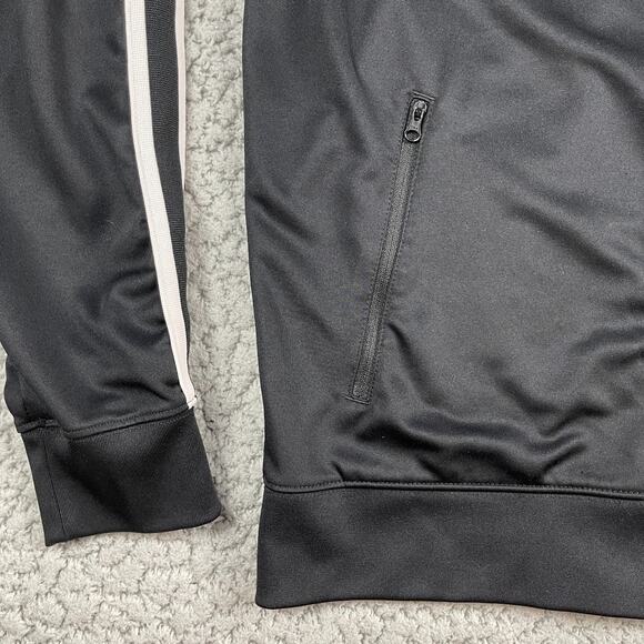 Vintage Nike Track Jacket Mens L Black White Stripe Full Zip Active Y2K Hooded - Picture 5 of 12